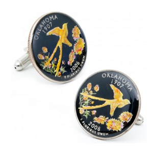 Hand Painted Oklahoma State Quarter Cufflinks